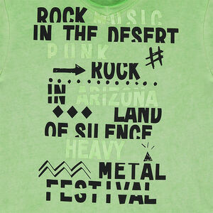 Παιδικά - Κοντομάνικη μπλούζα από ζέρσεϊ νηματοβαφή με τυπωμένα γράμματα 