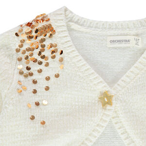 Boléro en maille chenille à sequins dorés 
