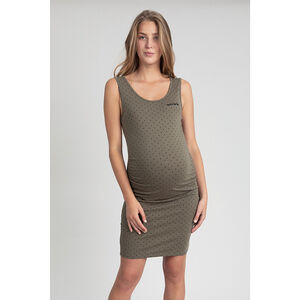 Χακί αμάνικο ελαφρύ φόρεμα εγκυμοσύνης 