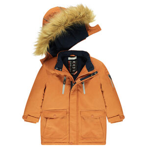 Parka imperméable à capuche et fourrure amovibles 