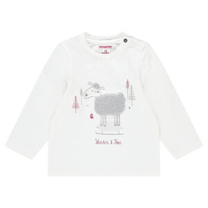 Μακρυμάνικη μπλούζα από ζέρσεϊμε μπουκλέ προβατάκι 