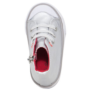 Ασημί αθλητικά μποτάκια με φερμουάρ και ελαστικά κορδόνια 