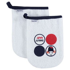 Σετ με 2 πετσετέ γάντια μπάνιου με σήματα Smiley 