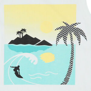 Σετ plage με αμάνικο μπλουζάκι με τύπωμα τροπικό τοπίο  και μονόχρωμη βερμούδα  