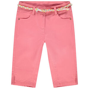 Pantacourt μονόχρωμη  twill και πλεκτή ζώνη 