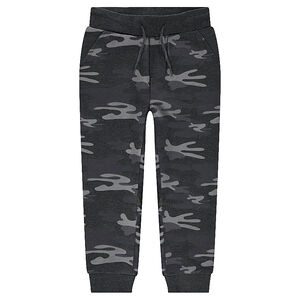 Φανελένιο παντελόνι φόρμας με μοτίβο μιλιτέρ σε όλη την επιφάνεια 