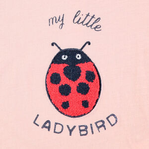 T-shirt manches longues volantées aux épaules motif coccinelle  