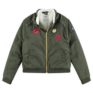 Παιδικά - Χακί τζάκετ τύπου bomber με επένδυση από sherpa και σήματα ©Smiley  