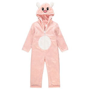 Ροζ ολόσωμη πιτζάμα από sherpa σε μορφή ζώου 