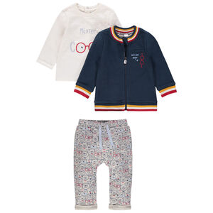 Ensemble avec t-shirt print lunettes, gilet molleton et pantalon imprimé 
