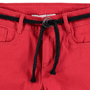 Μονόχρωμο παντελόνι από τουίλ με πλεκτή ζώνη και κεντημένα λουλούδια 