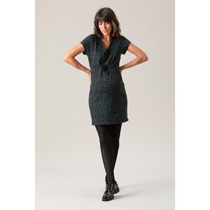 Φόρεμα κοντομάνικο εγκυμοσύνης με σχέδιο ζακάρ  