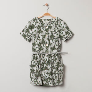 Robe manches courtes à imprimé floral et ceinture amovible 