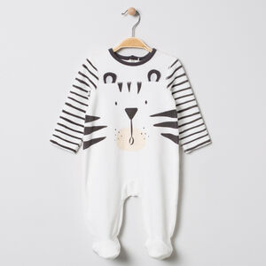 Dors-bien en velours motif tigre avec oreilles 