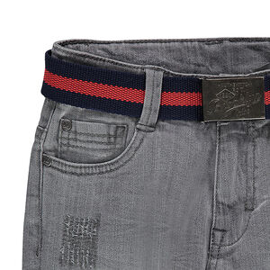 Παιδικά - Τζιν με φθαρμένη και τσαλακωμένη όψη και αφαιρούμενη ζώνη 