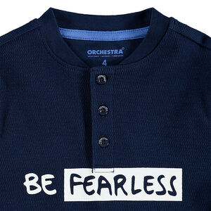 Μακρυμάνικη μπλούζα ζέρσεϊ με κυψελωτή ύφανση και τυπωμένες λωρίδες 