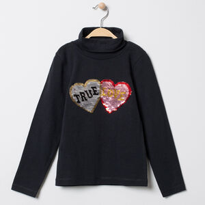 Sous-pull en coton bio col roulé et sequins magiques 