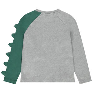 T-shirt manches longues motif dinosaure avec crête en relief 