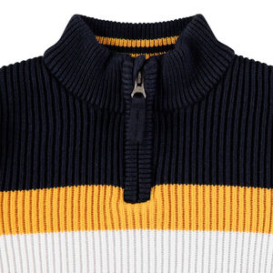 Pull en tricot à larges bandes contrastées et col zippé 