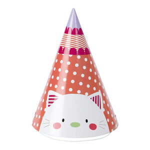 Lot de 10 chapeaux pointus d'anniversaire en carton motif chat 