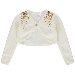 Boléro en maille chenille à sequins dorés 