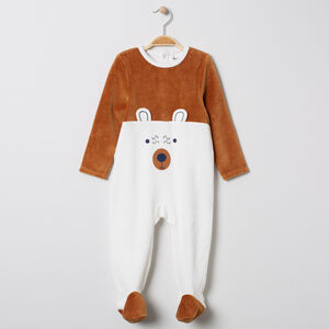 Dors-bien en velours bicolore motif ours 