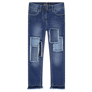 Παιδικά - Τζιν με μπαλώματα και κρόσια και εφέ used 