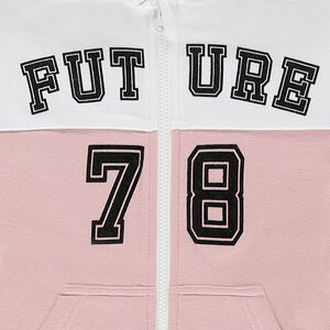 Παιδικά - Φανελένια ζακέτα με κουκούλα και διακοσμητικό μοτίβο 