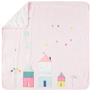 Κουβερτούλα με πουά και κεντημένα σπιτάκια 