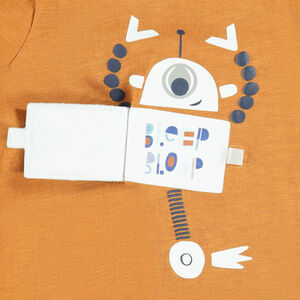 T-shirt manches longues uni print robot fantaisie 