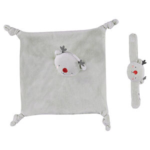 Πανάκι παρηγοριάς βελουτέ με ελάφι και βελουτέ κουδουνίστρα 