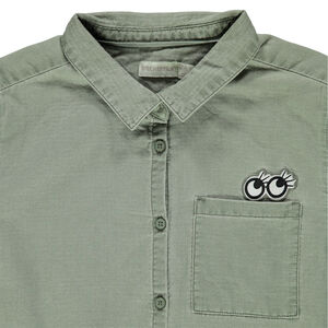 Μακρυμάνικο πουκάμισο με τσέπη και κεντημένα μάτια 