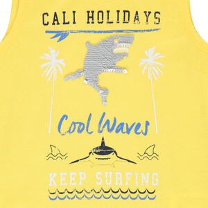 Σετ plage με αμάνικο μπλουζάκι με τυπωμένο τοπίο και βερμούδα  