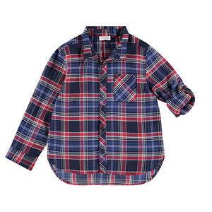 Παιδικά - Μακρυμάνικο καρό πουκάμισο σε ύφανση με διακοσμητικό σχέδιο 