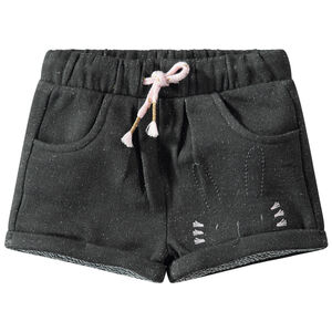 Σορτσάκι από ελαφριά φανέλα με μείγμα μεταλλικών ινών και κεντημένο λαγουδάκι 