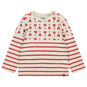 T-shirt manches longues à rayures et serti Mickey Disney 