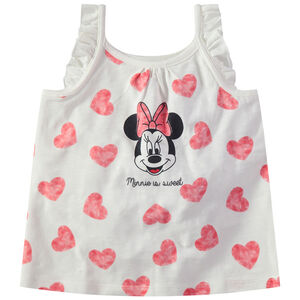 Αμάνικο βαμβακερό με στάμπα με καρδούλες και στάμπα Minnie της ©Disney 