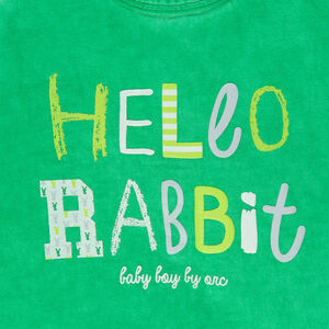 Κοντομάνικη μπλούζα νηματοβαφή με τύπωμα "Hello Rabbit" 