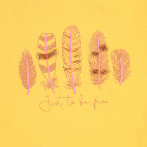 Κίτρινο φανελένιο φούτερ που δένει μπροστά με φτερά με παγιέτες 