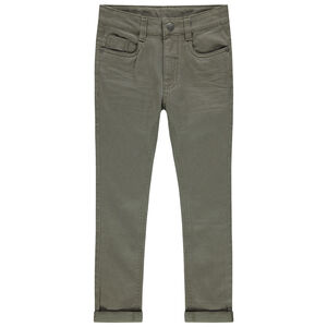 Μονόχρωμο παντελόνι με used όψη και μόνιμες τσακίσεις 