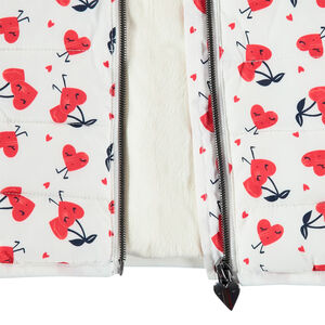 Αμάνικο μπουφάν με καρδούλες σε όλη την επιφάνεια και επένδυση από λεπτό sherpa 