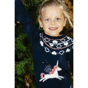Pull de Noël en tricot motif licorne 