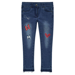 Τζιν σε slim γραμμή με used όψη, κεντήματα και τυπωμα   