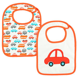 Lot de 2 bavoirs en coton avec broderies fantaisie 