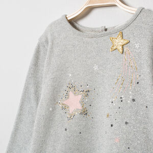 Sweat en molleton brillant à étoiles et volant en tulle 
