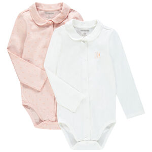 Lot de 2 bodies manches longues uni / imprimé triangles 