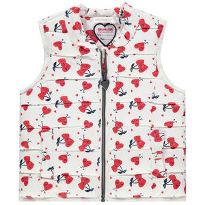 Αμάνικο μπουφάν με καρδούλες σε όλη την επιφάνεια και επένδυση από λεπτό sherpa 