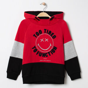 Sweat à capuche en molleton gratté avec inscription en bouclettes Smiley 