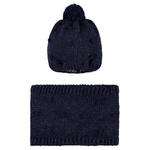 Σετ με πλεκτό σκούφο και κασκόλ τύπου snood με επένδυση φλις 