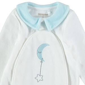 Βελουτέ φορμάκι ύπνου με λαιμόκοψη που κάνει αντίθεση και κεντημένο φεγγαράκι 